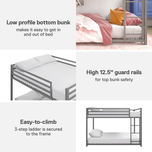 DHP Miles Kids' Bunk Bed - Silver - Full-Over-Full