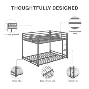DHP Miles Kids' Bunk Bed - Silver - Full-Over-Full