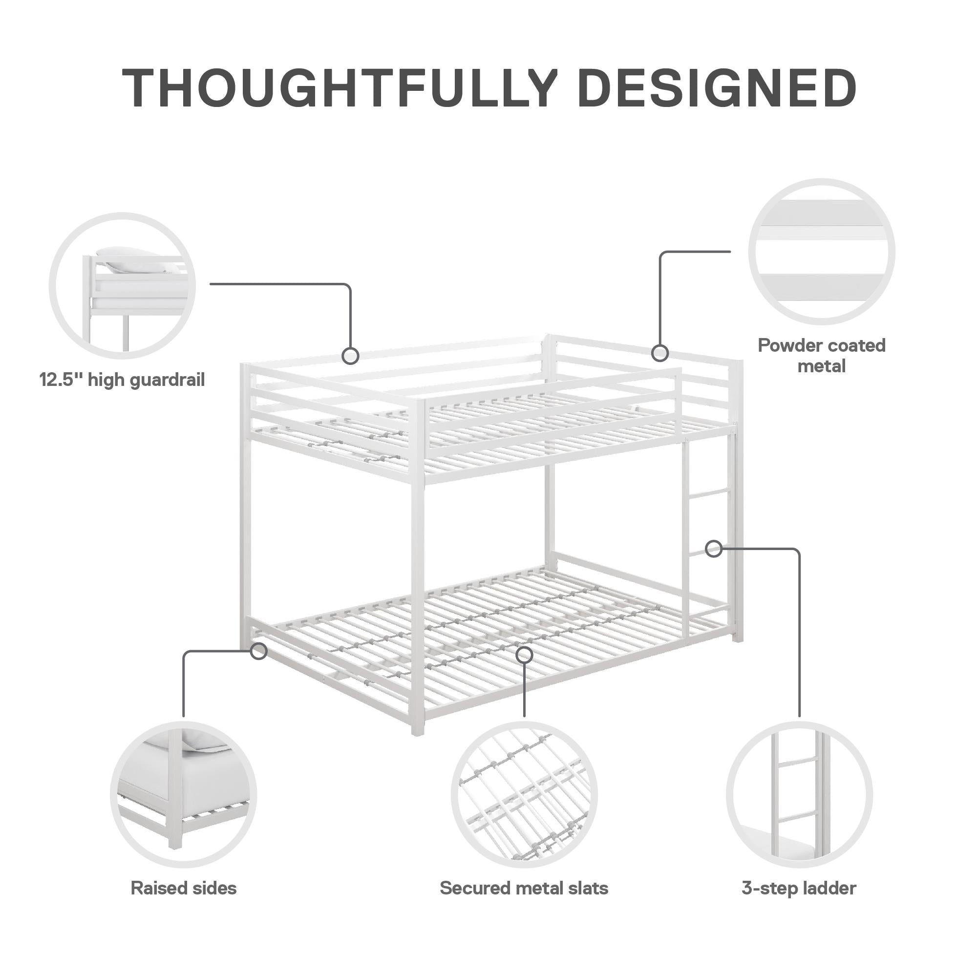 DHP Miles Kids' Bunk Bed - White - Full-Over-Full