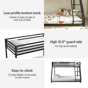 DHP Miles Kids' Bunk Bed - Black - Twin-Over-Full