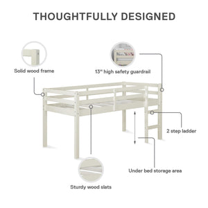 DHP Milton Kids' Low Wood Loft Bed - White