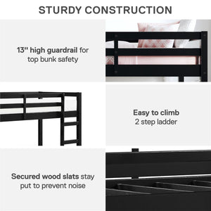 DHP Milton Kids' Low Wood Loft Bed - Black