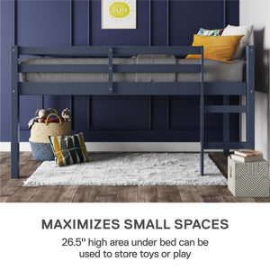 DHP Milton Kids' Low Wood Loft Bed - Blue