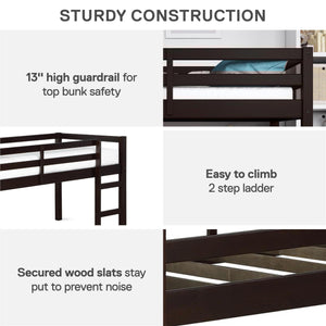DHP Milton Kids' Low Wood Loft Bed - Espresso