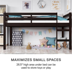 DHP Milton Kids' Low Wood Loft Bed - Espresso