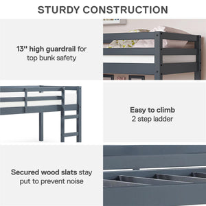 DHP Milton Kids' Low Wood Loft Bed - Gray