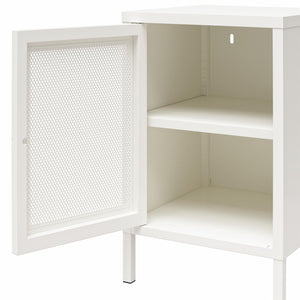 Systembuild Evolution Sunset District Side Table with Perforated Metal Mesh Door - White