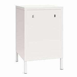 Systembuild Evolution Sunset District Side Table with Perforated Metal Mesh Door - White