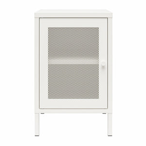 Systembuild Evolution Sunset District Side Table with Perforated Metal Mesh Door - White