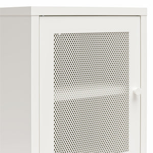 Systembuild Evolution Sunset District Side Table with Perforated Metal Mesh Door - White