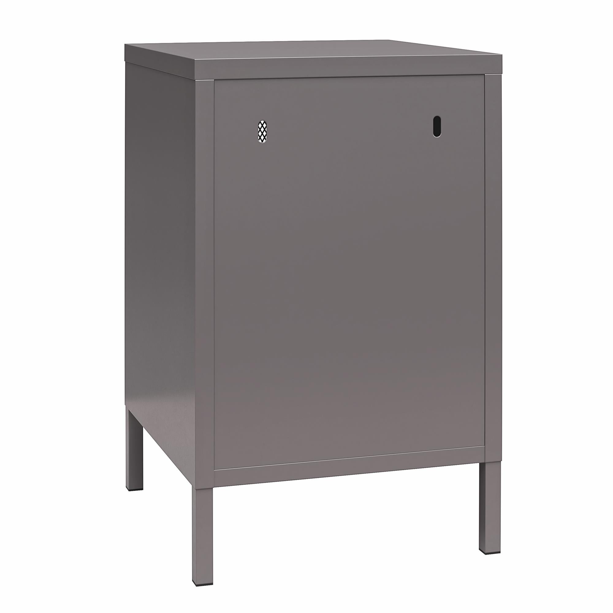 Systembuild Evolution Sunset District Side Table with Perforated Metal Mesh Door - Graphite Grey