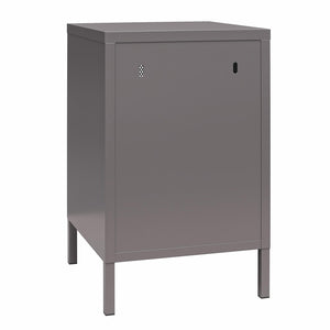 Systembuild Evolution Sunset District Side Table with Perforated Metal Mesh Door - Graphite Grey