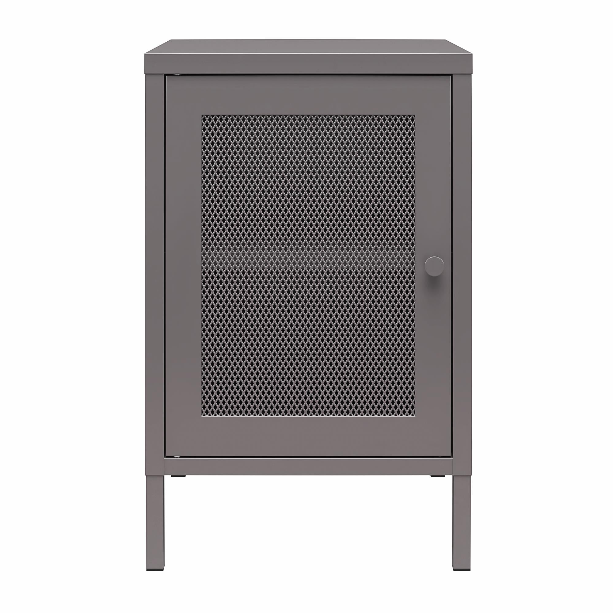 Systembuild Evolution Sunset District Side Table with Perforated Metal Mesh Door - Graphite Grey