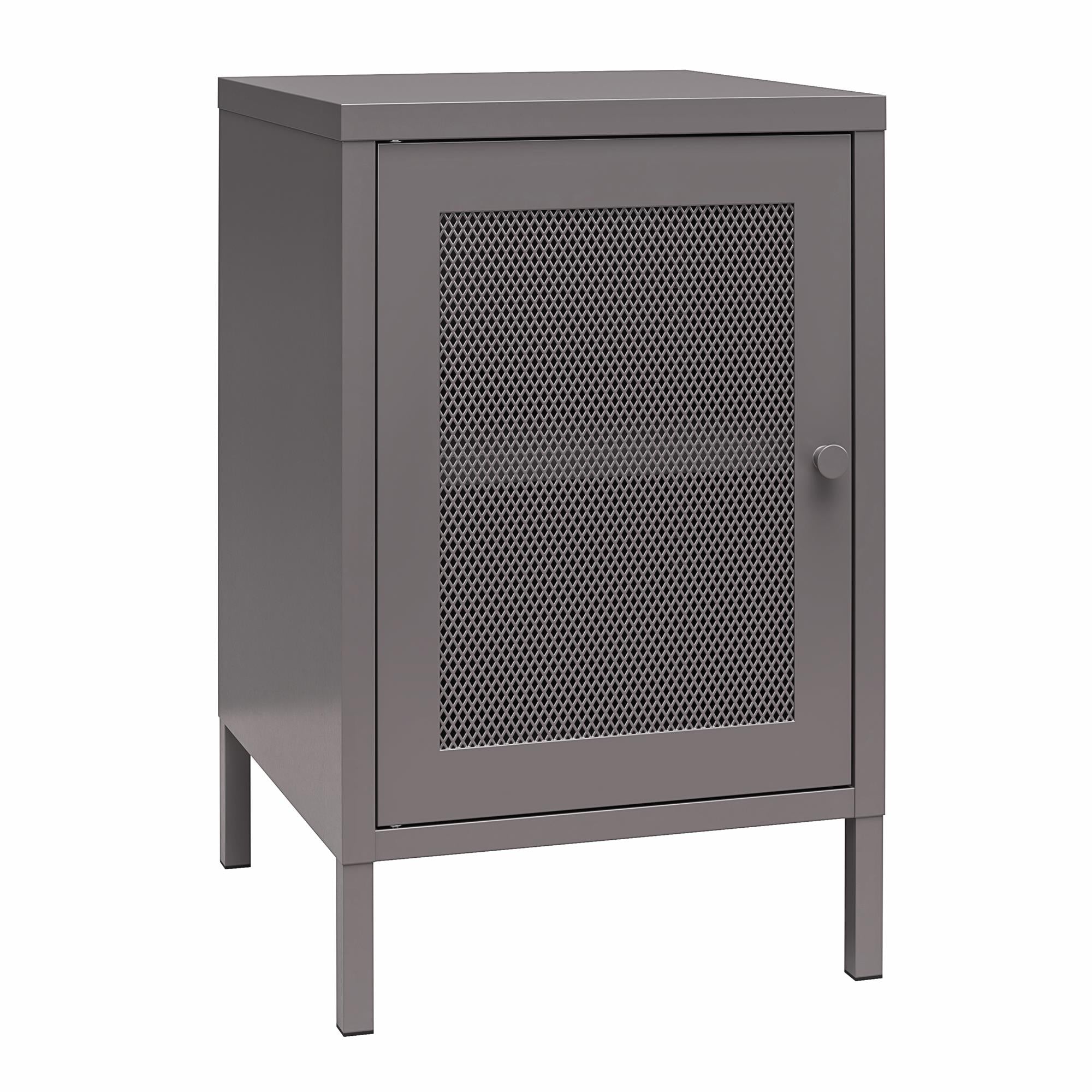 Systembuild Evolution Sunset District Side Table with Perforated Metal Mesh Door - Graphite Grey