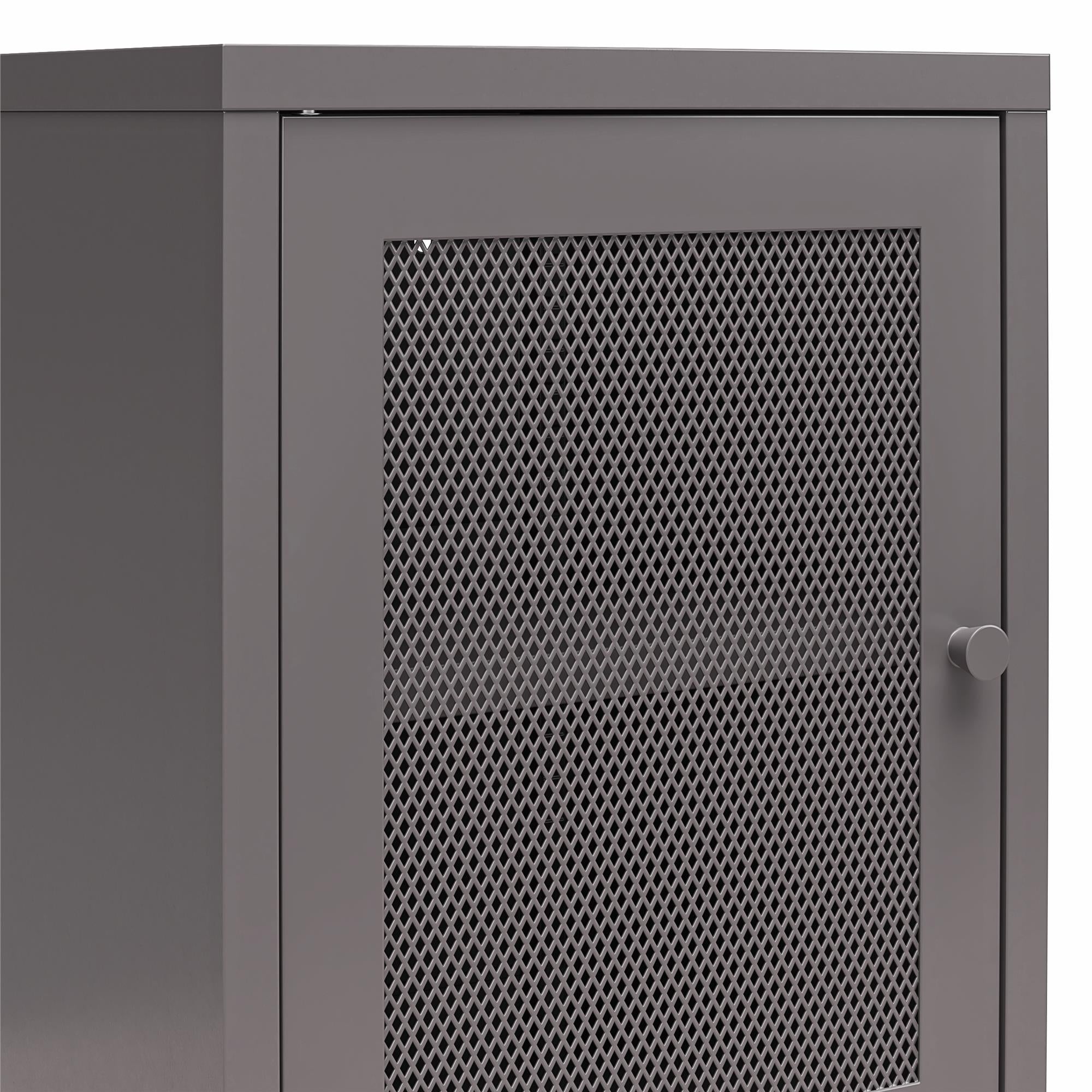 Systembuild Evolution Sunset District Side Table with Perforated Metal Mesh Door - Graphite Grey