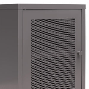 Systembuild Evolution Sunset District Side Table with Perforated Metal Mesh Door - Graphite Grey