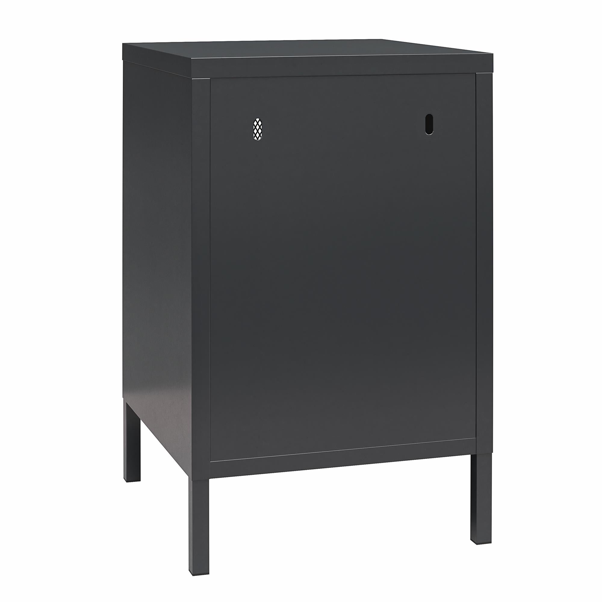 Systembuild Evolution Sunset District Side Table with Perforated Metal Mesh Door - Black