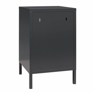 Systembuild Evolution Sunset District Side Table with Perforated Metal Mesh Door - Black