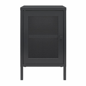 Systembuild Evolution Sunset District Side Table with Perforated Metal Mesh Door - Black