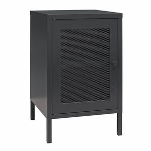 Systembuild Evolution Sunset District Side Table with Perforated Metal Mesh Door - Black