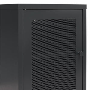 Systembuild Evolution Sunset District Side Table with Perforated Metal Mesh Door - Black