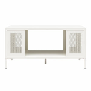 Systembuild Evolution Sunset District Metal Coffee Table with Perforated Metal Mesh Accents - White