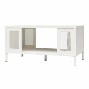Systembuild Evolution Sunset District Metal Coffee Table with Perforated Metal Mesh Accents - White