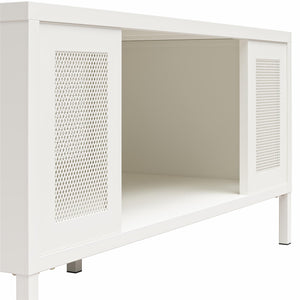 Systembuild Evolution Sunset District Metal Coffee Table with Perforated Metal Mesh Accents - White