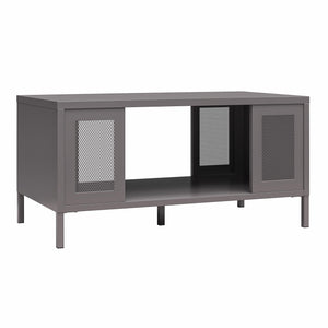 Systembuild Evolution Sunset District Metal Coffee Table with Perforated Metal Mesh Accents - Graphite Grey