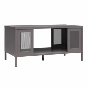 Systembuild Evolution Sunset District Metal Coffee Table with Perforated Metal Mesh Accents - Graphite Grey