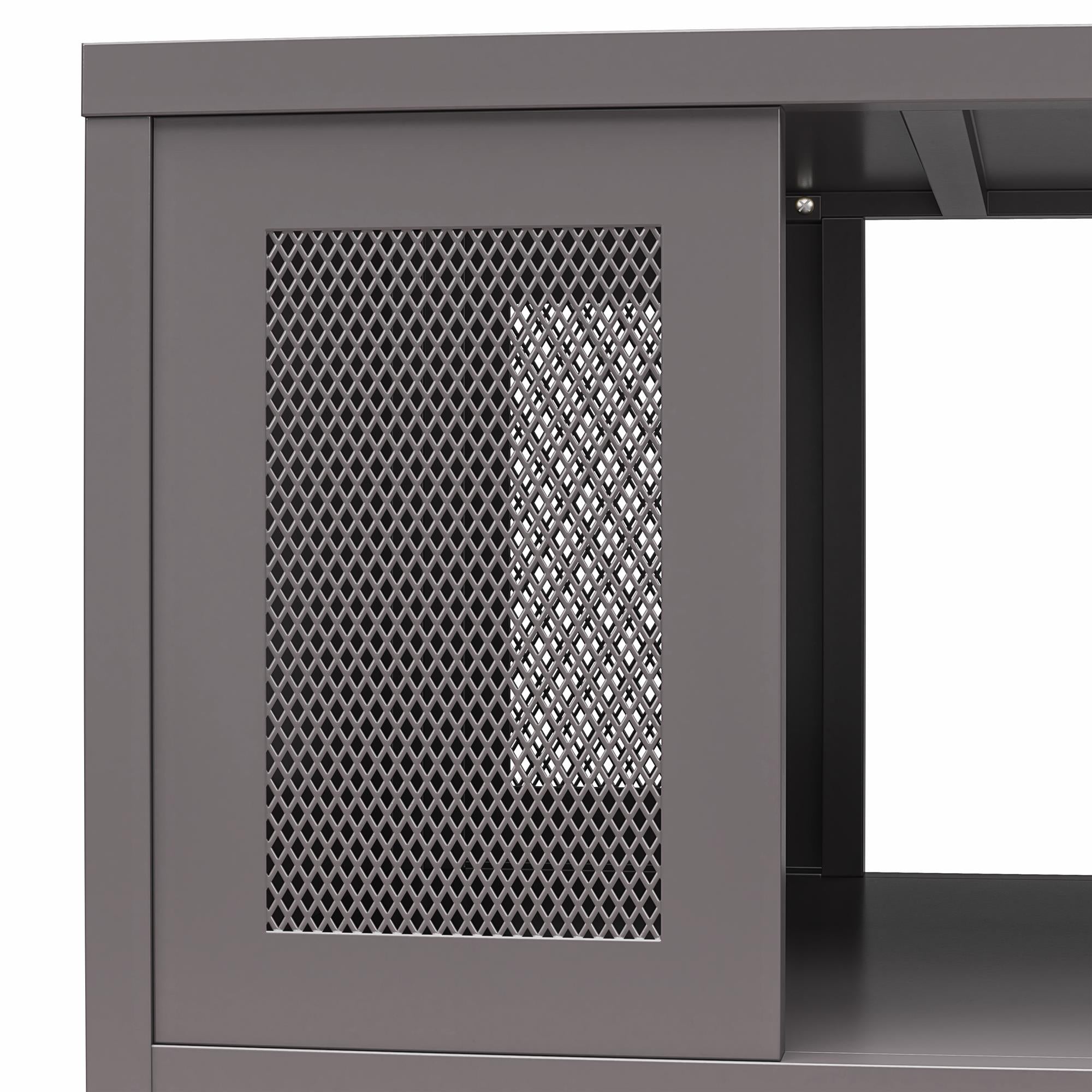 Systembuild Evolution Sunset District Metal Coffee Table with Perforated Metal Mesh Accents - Graphite Grey