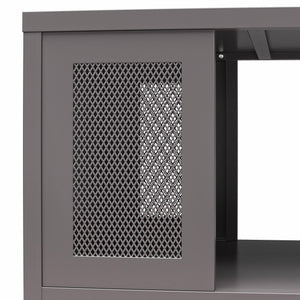 Systembuild Evolution Sunset District Metal Coffee Table with Perforated Metal Mesh Accents - Graphite Grey