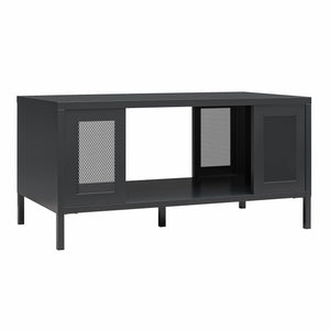 Systembuild Evolution Sunset District Metal Coffee Table with Perforated Metal Mesh Accents - Black