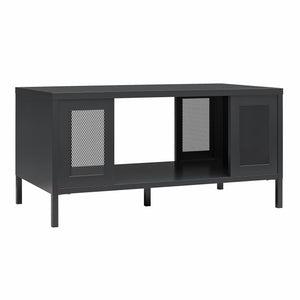 Systembuild Evolution Sunset District Metal Coffee Table with Perforated Metal Mesh Accents - Black