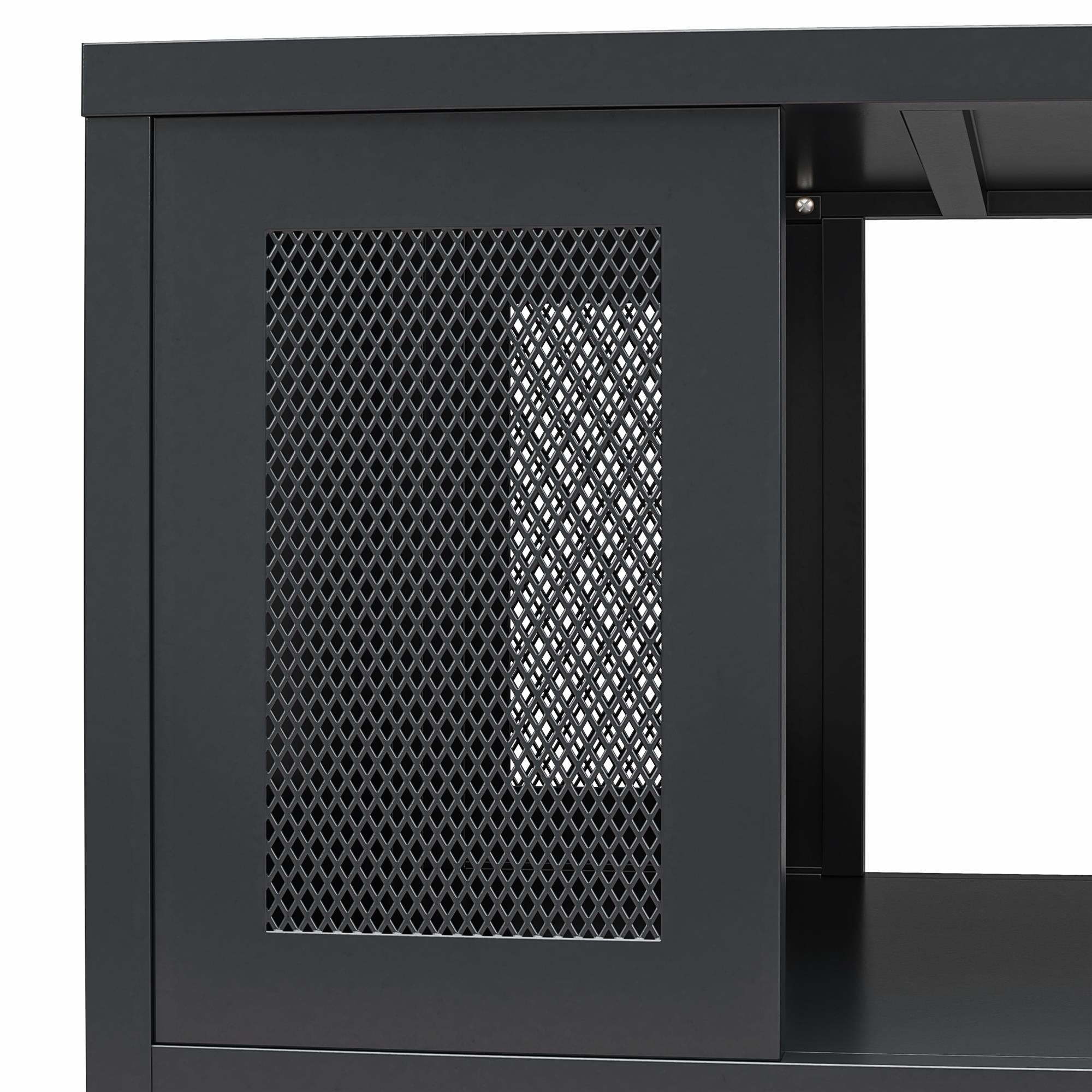 Systembuild Evolution Sunset District Metal Coffee Table with Perforated Metal Mesh Accents - Black