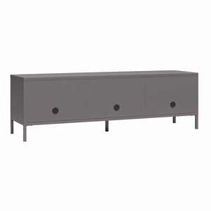 Systembuild Evolution Sunset District Metal TV Stand for TVs up to 65" with Perforated Metal Sliding Doors - Graphite Grey