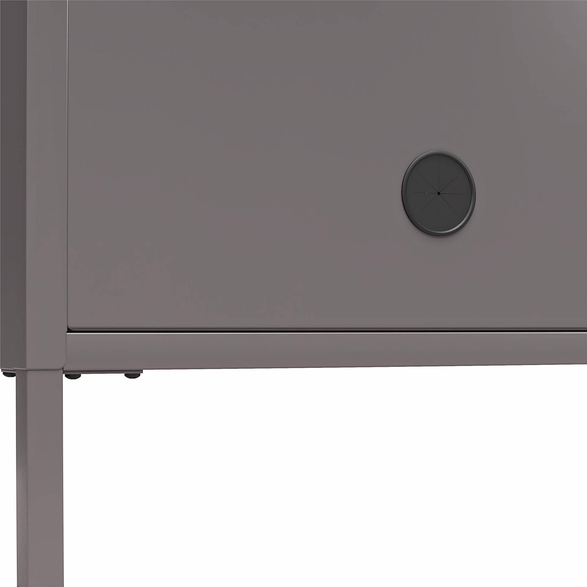 Systembuild Evolution Sunset District Metal TV Stand for TVs up to 65" with Perforated Metal Sliding Doors - Graphite Grey