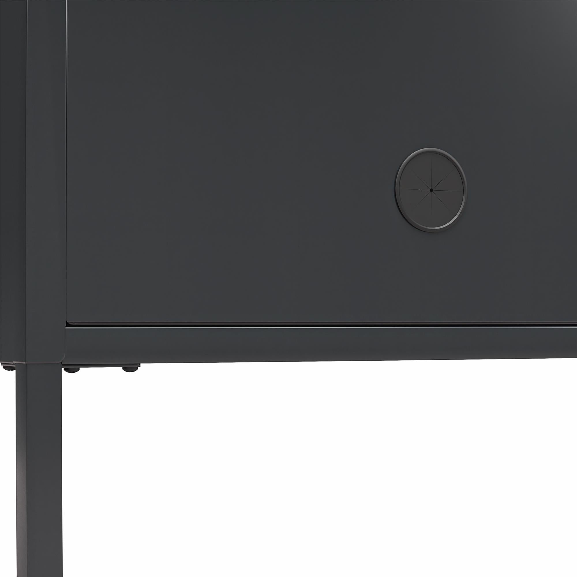 Systembuild Evolution Sunset District Metal TV Stand for TVs up to 65" with Perforated Metal Sliding Doors - Black