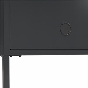 Systembuild Evolution Sunset District Metal TV Stand for TVs up to 65" with Perforated Metal Sliding Doors - Black
