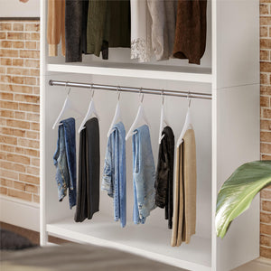 Systembuild Evolution Luxe Extra Wide 2-Shelf Double Clothing Rod Closet Tower - Ivory Oak
