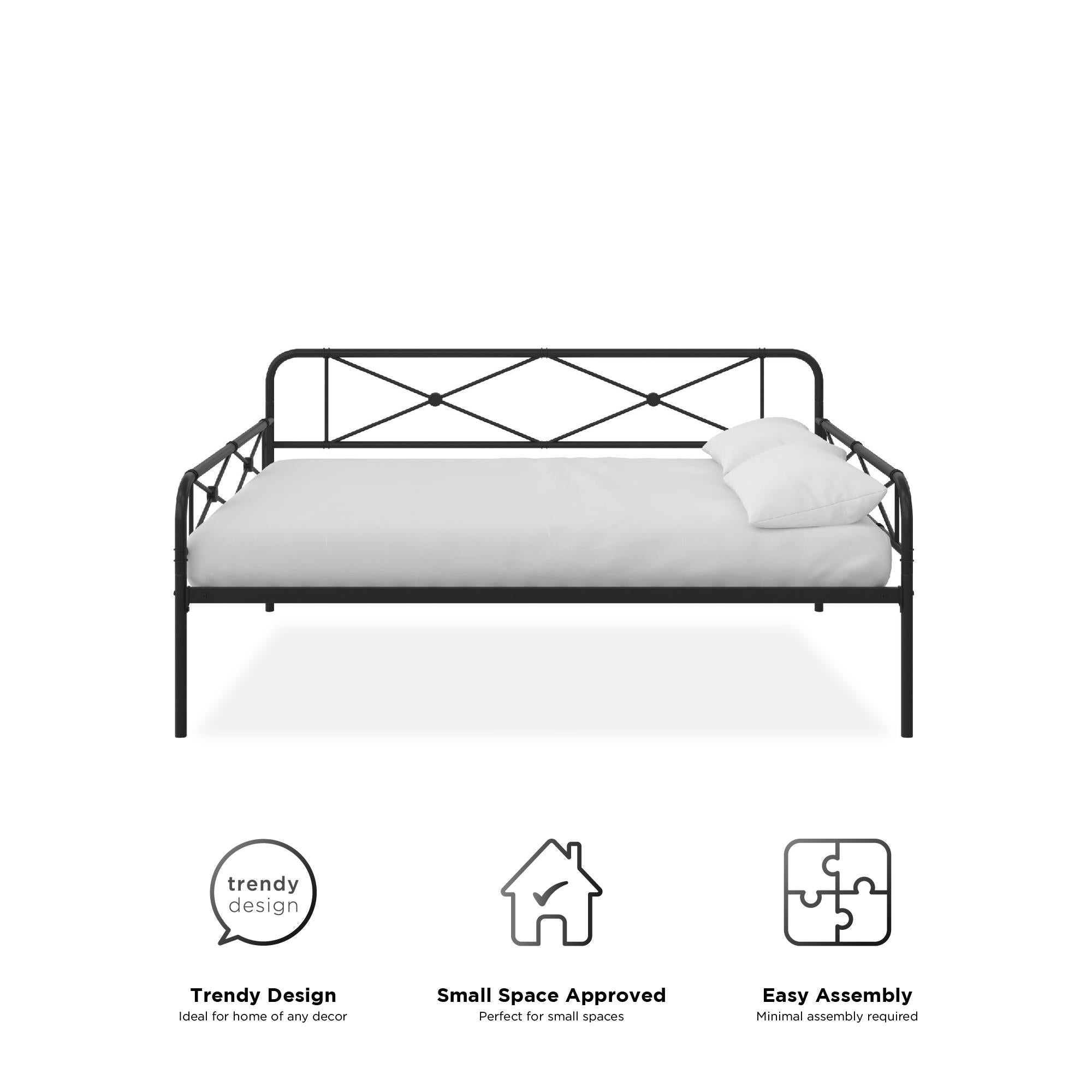 RealRooms Allysa Metal Daybed - Black - Full