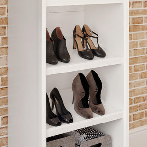 Systembuild Evolution Luxe 6-Shelf Closet Tower with 3 Adjustable Clothing Rods - Ivory Oak