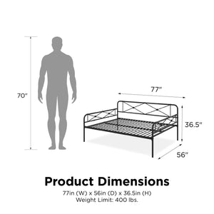 RealRooms Allysa Metal Daybed - Black - Full