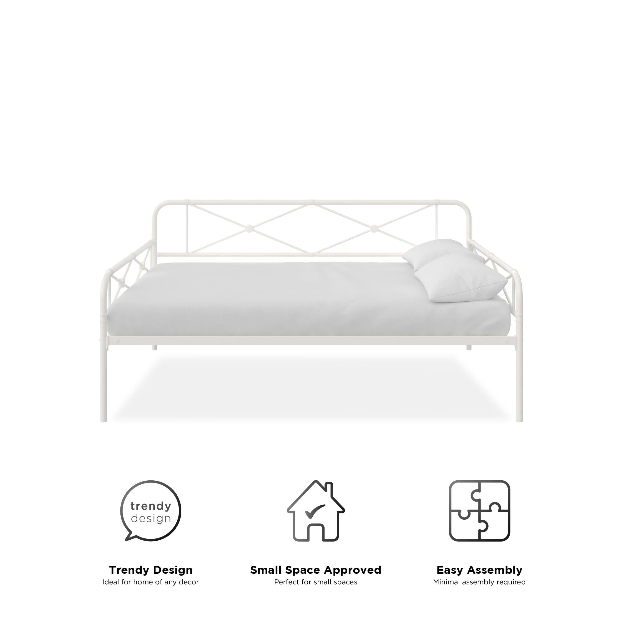 RealRooms Allysa Metal Daybed - White - Full