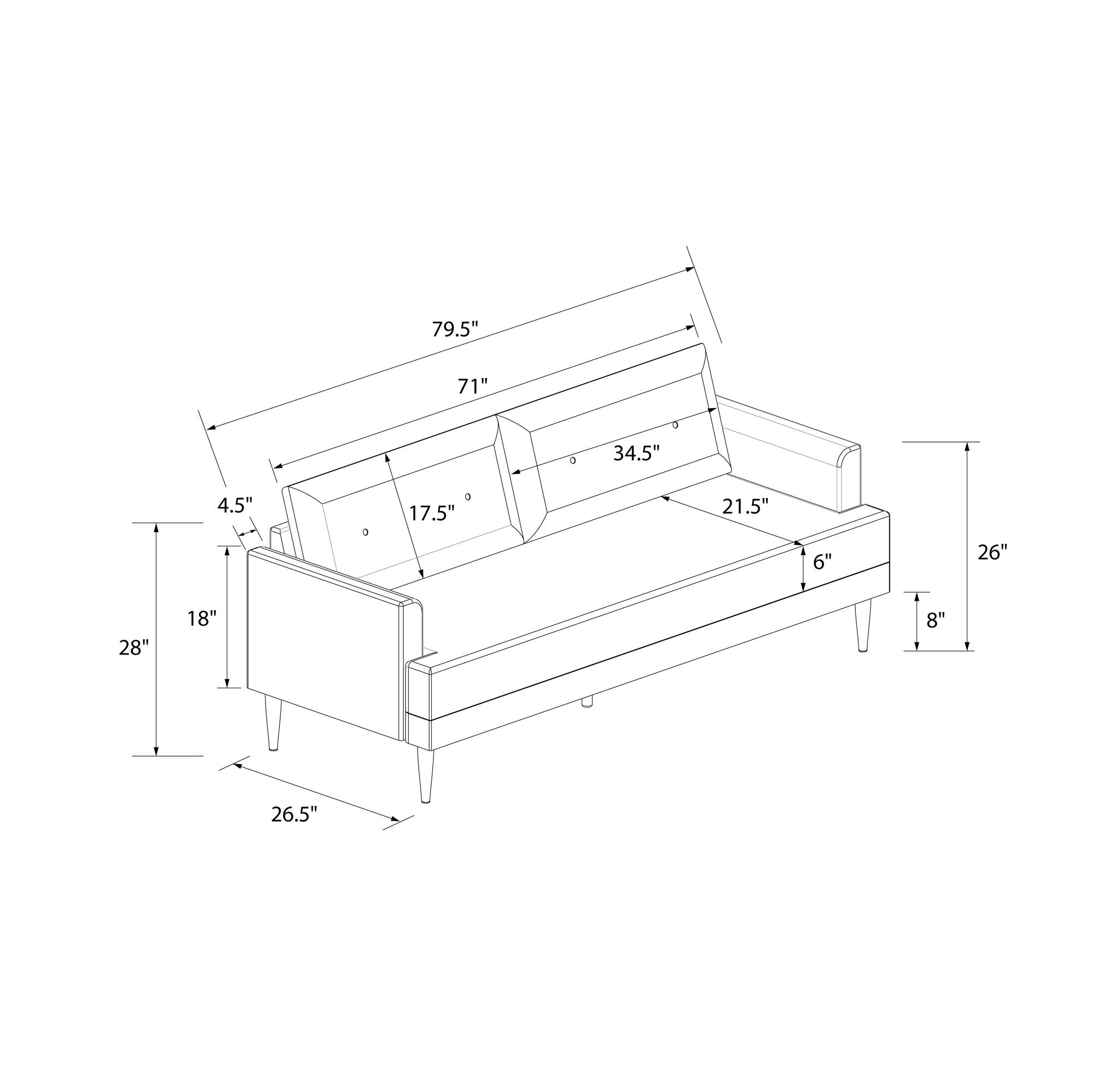 Novogratz Bailey Pillowback Sofa - Light Gray