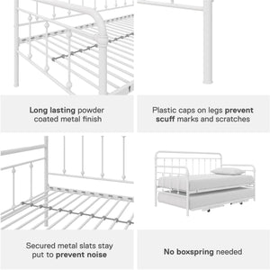 DHP Locky Metal Daybed with Pop Up Trundle - White - Twin-Over-Twin