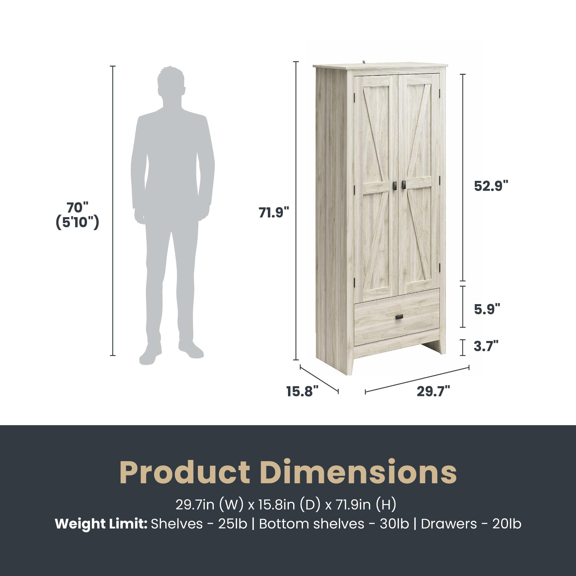 Systembuild Evolution Farmington 30" Wide Storage Cabinet - Light Walnut