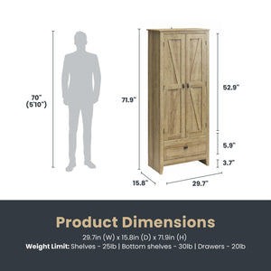 Systembuild Evolution Farmington 30" Wide Storage Cabinet - Natural