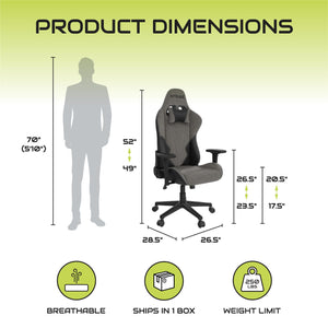 NTense Quantum Gaming and Office Chair - Black - 1-Seater