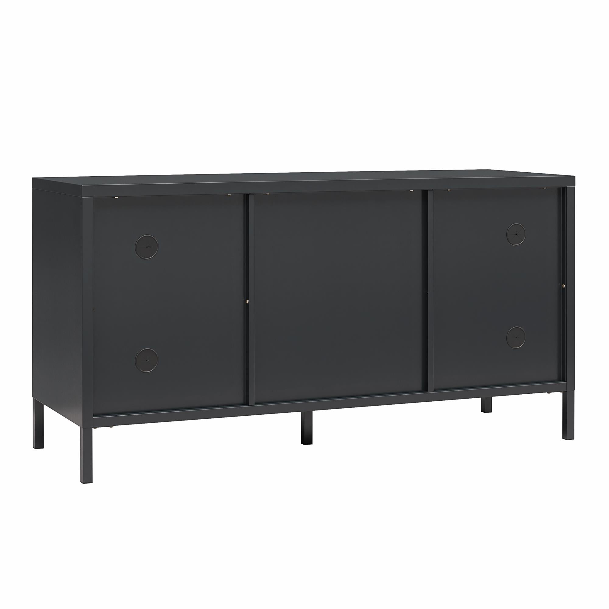 Systembuild Evolution Sunset District Metal TV Stand for TVs up to 50" with Perforated Metal Mesh Accents - Black